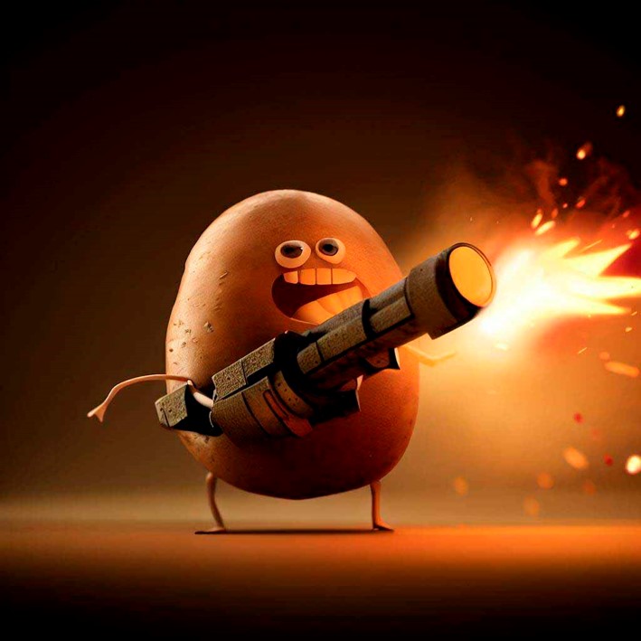Una patata dispara un lanza misiles