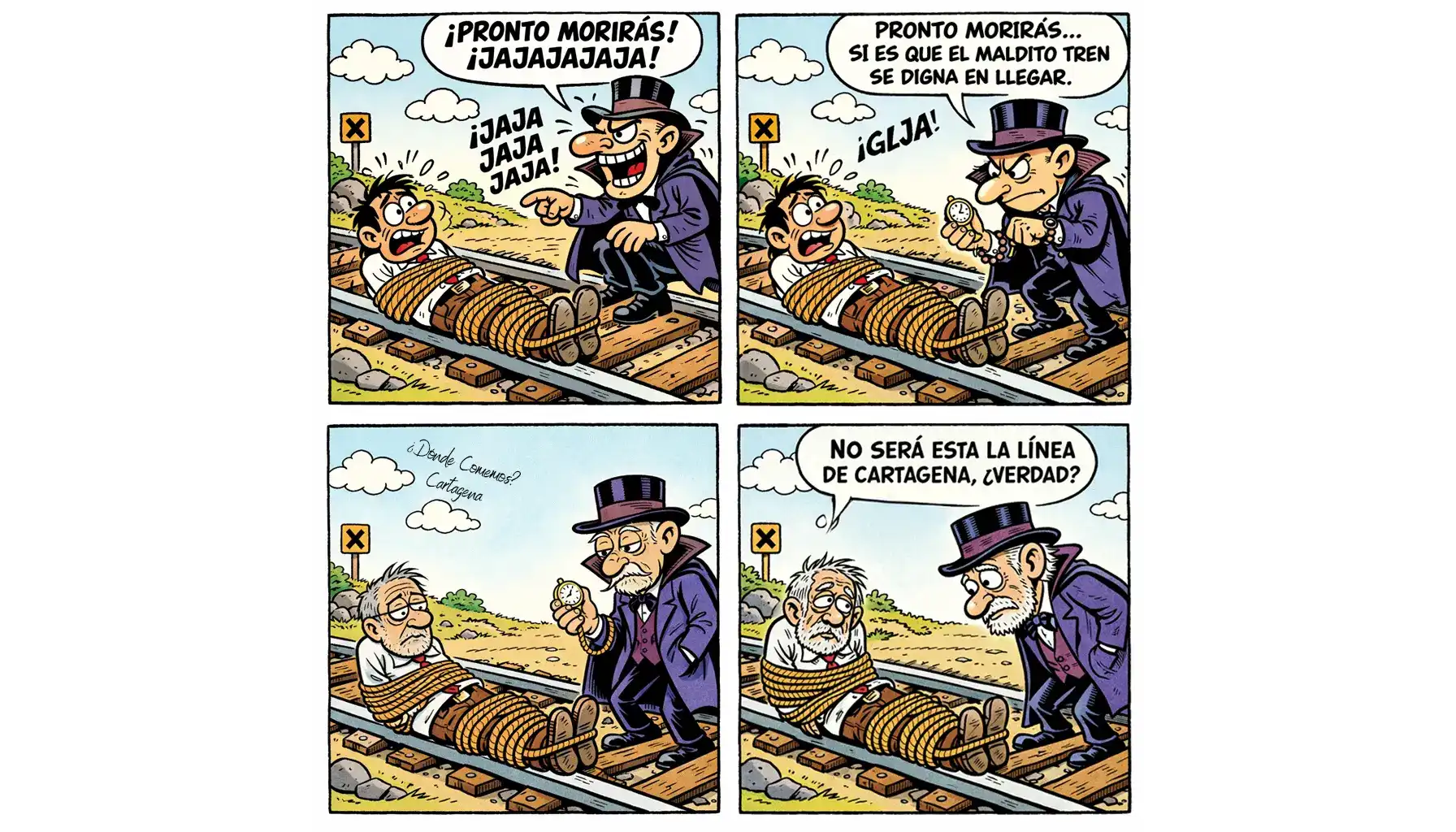 Caricatura sobre los problemas de tren en Cartagena